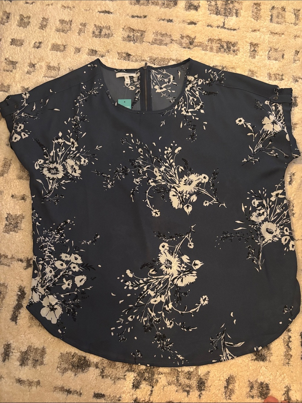 Maurices Navy Floral Short Sleeve Blouse